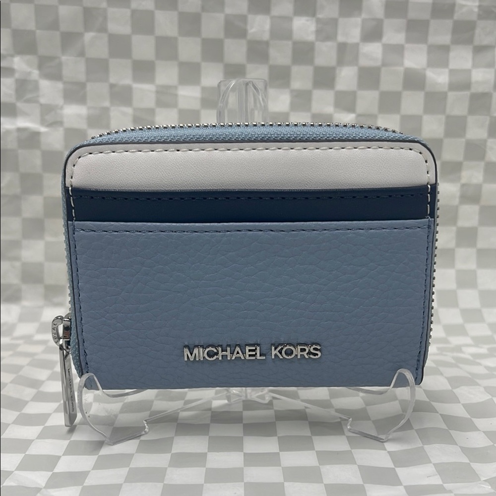Michael Kors Jet Set Travel Md Zip Around Color-Block Wallet Card Case
 Pale Bl
